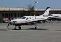 N528MD @ KSQL - 2008 Socata TBM-700 from Truckee, CA parked on visitor's ramp @ San Carlos Airport, CA - by Steve Nation