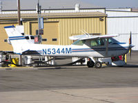 N5344M @ KPRB - 1980 Cessna 152 gassing up after visit to Paso Robles Municipal Airport, CA - by Steve Nation