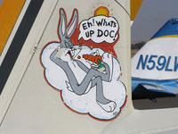 N6442Q @ KPRB - What's Up, Doc? Locally-based 1967 Mooney M20F with tribute to Bugs Bunny on tail @ Paso Robles Municipal Airport, CA CLOSE-UP TAIL - by Steve Nation