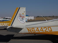 N6442Q @ KPRB - Eh, What's Up, Doc? Locally-based 1967 Mooney M20F with tribute to Bugs Bunny on tail @ Paso Robles Municipal Airport, CA CLOSE-UP REAR FUSELAGE - by Steve Nation