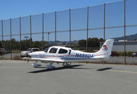 N486DA @ KCCR - Jacksonville University 2007 Cirrus SR20 took part in 2014 Air Race Classic as #7. Photo on arrival at the Buchanan Field, Concord, CA 1st leg. Pilots Katja Jourdan & Stacey Byczek had Runway Models handle. - by Steve Nation