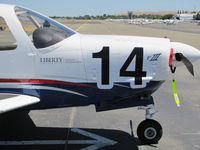 N751LU @ KCCR - Liberty University 2013 Piper PA-28R-201 Cherokee Arrow III took part in 2014 Air Race Classic as race #14. Photo @ Buchanan Field, Concord, CA prior to start of the annual cross country event. Close-Up right side showing Liberty University titles. - by Steve Nation