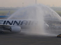 OH-LWA @ AMS - The DOUCHE on the first flight on Schiphol Airport  of the A350 - by Willem Göebel