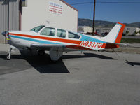 N9337Q @ KWHP - Locally-based 1971 G33 Bonanza @ Whiteman Airport, Pacoima, CA parked on a definite slope! - by Steve Nation