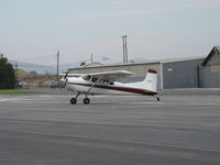 N274MD @ SZP - 1975 Cessna 180J SKYWAGON, Continental O-470-S 230 Hp, taxi off the active after really short STOL flaps landing. See Rwy 22 numbers just to the left of aircraft. Impressive flying! - by Doug Robertson