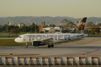 N809FR @ KLAX - Frontier 2007 airbus A318-111 with Beaver tail logo lined up for takeoff @ Los Angeles International Airport, CA - by Steve Nation