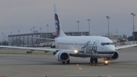 N518AS @ KSJC - Alaska Airlines 2008 Boeing 737-900 holding short of 30R for an early morning departure at San Jose International Airport, San Jose, CA. - by Chris Leipelt