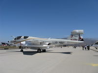 163890 @ NTD - Grumman EA-6B PROWLER, two P&W J52-P-408A Turbojets 11,200 lb st each, Electronic Warfare Jammer 4-place aircraft retired from service of VAQ-134 GARUDAS, NAS Whidbey Island. Note RED BuNo. - by Doug Robertson