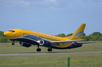 F-GFUF @ LFRB - Boeing 737-3B3QC, Take-off rwy 25L, Brest-Bretagne airport (LFRB-BES) - by Yves-Q