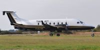 F-GLNK @ EGFH - Visiting Beech 1900D operated by Twin Jet departing Runway 04. - by Roger Winser