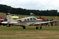 N381FG @ EBDT - Bonanza taying at Schaffen-Diest airfield, fly-in 2015.