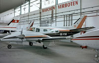 OE-FHB @ LOWW - Beech B60 Duke [P-470] Vienna-Schwechat~OE 04/05/1983. From a slide. - by Ray Barber