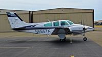N555TK @ KRHV - Locally-based 1976 Beechcraft Baron 55 preparing for taxi out and departure to Napa at Reid Hillview Airport, San Jose, CA. - by Chris Leipelt