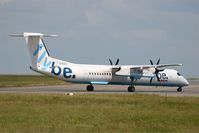 G-ECOJ @ LFRB - De Havilland Canada DHC-8-402Q Dash 8, Taxiing to boarding area, Brest-Bretagne airport (LFRB-BES) - by Yves-Q