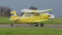 N9965 @ DWA - Farm Air 1974 G-164A Turbo AgCat taking off for rice seeding sortie @ Yolo County Airport, Woodland, CA - by Steve Nation