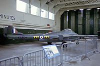 VZ304 @ EGSU - De Havilland DH.100 Vampire FB.5 [VZ304] (Royal Air Force) Duxford~G 10/07/1983. From a slide. Was displayed at IWM but since broken up.
