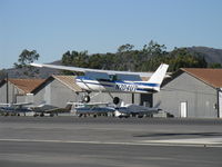 N704UT @ SZP - 1976 Cessna 150M, Continental O-200 100 Hp, second attempt to get it down on Rwy 22 after big bounce  recovery in gusty crosswind - by Doug Robertson