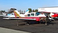 N6674V @ KRHV - Locally-based 1967 Bellanca Viking sitting at its tie down in bright sunshine at Reid Hillview Airport, San Jose, CA. - by Chris Leipelt