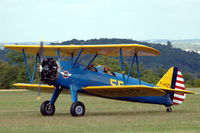 F-HIZI @ LFFQ - Stearman rolling out after landing at La Ferté-Alais airfield, France - by Van Propeller