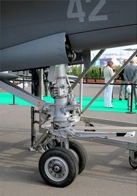 42 @ LFPB - Dassault Rafale M, Close view of front landing gear, Paris-Le Bourget (LFPB-LBG) Air show 2015 - by Yves-Q