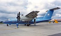 OY-MBC @ EKBI - De Havilland Canada DHC-7-102 Dash 7 [45] (Maersk Air) Billund~OY 07/06/1982. From a slide. - by Ray Barber