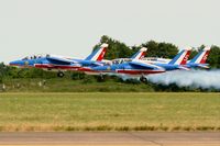 E45 @ LFOT - Dassault-Dornier Alpha Jet E (F-TETF), Athos 05 of Patrouille de France 2015, Take off rwy 02, Tours-St Symphorien Air Base 705 (LFOT-TUF) Open day 2015 - by Yves-Q