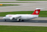 HB-IYW @ LSZH - BAe 146RJ-100 [E3359] (Swiss European Air Lines) Zurich~HB 31/08/2014. Markings now removed from engine cowls.