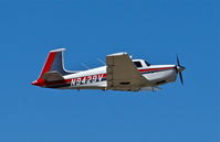 N9429V @ KRHV - Locally-based 1969 Mooney M20C lifting off at Reid Hillview Airport, San Jose, CA. - by Chris Leipelt