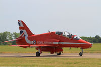 XX323 @ LFOT - Royal Air Force Red Arrows Hawker Siddeley Hawk T.1A, Taxiing to parking area, Tours-St Symphorien Air Base 705 (LFOT-TUF) Open day 2015 - by Yves-Q
