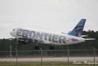 N948FR @ KRSW - Frontier Flight 926 (N948FR) Pete the Pelican departs Southwest Florida International Airport enroute to Trenton-Mercer Airport - by Donten Photography