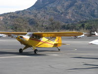 N87804 @ SZP - 1946 Piper PA-12 SUPER CRUISER, Lycoming O-290 135 Hp upgrade, owner received his Private Pilot instruction from SZP's Pete Mason, CFI. Alaska visitor. Taxi to transient ramp. - by Doug Robertson