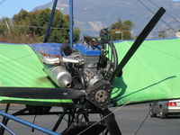 N2812 @ SZP - 2001 Eipper Quicksilver SPORT II, Rotax 503DCDI 52 Hp pusher, two-stroke engine and prop closeup - by Doug Robertson
