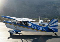 N5035N @ SZP - 1978 Bellanca 8KCAB DECATHLON, Lycoming AEIO-320 150 hp, full inverted systems, taxi to taxiway, shifting Santana crosswind favors 04 - by Doug Robertson