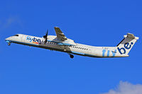 G-JECZ @ EGFF - Dash 8, Flybe Ltd, callsign Jersey 7PR, Previously C-FMTY, seen departing runway 30 en-route to  Belfast City.