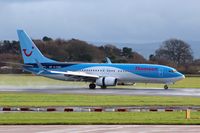 G-TAWP @ EGCC - rollout and reverse thrust on a wet runway 23r,