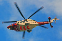 G-MCGM @ EGFF - AW189, Bristows Helicopters, call sign Coastguard GM, Norwich based, previously I-EASN, overhead en-route to st Athan. - by Derek Flewin