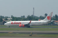 PK-LJQ @ WIII - Lion Airlines Boeing 737-800 landing at Jakarta's Soekarna-Hatta airport, Indonesia