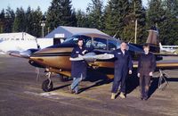 N1153P @ KAWO - Mitch (A&P), Ray (IA), and Will [L to R] posing in front of N1153P On tarmac, at Arlington Aeronautical. Taken after repairing and repainting wings February 1996 Arlington airport Washington KAWO. - by Will Tilse