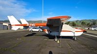 N74L @ KRHV - Locally-based 1977 Cessna 337G parked at a temporary tie down to make room for all the transient Super Bowl 50 aircraft coming to Reid Hillview Airport, San Jose, CA. - by Chris Leipelt