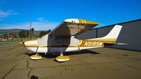 N9185M @ KRHV - Locally-based 1976 Cessna 182P parked at a temporary tie down to make room for all the transient Super Bowl 50 aircraft coming to Reid Hillview Airport, San Jose, CA. - by Chris Leipelt