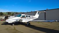 N176BC @ KRHV - Locally-based 1979 Beechcraft Duchess looking better than ever (with no flat tires!!!) parked at a temporary tie down to make room for all the transient Super Bowl 50 aircraft coming to Reid Hillview Airport, San Jose, CA. - by Chris Leipelt