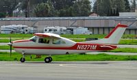 N8271M @ KRHV - Locally-based Cessna T210M with new paint taxing back to its hangar at Reid Hillview Airport, San Jose, CA. - by Chris Leipelt