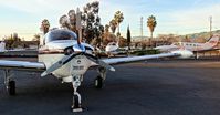 N6682E @ KRHV - Locally-based 1979 Beechcraft A36TC Bonanza parked in front of the Lafferty Aircraft Sales hangar with many nice twins in the background at Reid Hillview Airport, San Jose, CA. - by Chris Leipelt
