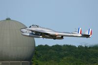 F-AZOO @ LFOT - De Havilland (FFA) Vampire FB.6 (DH-100), Take off rwy 02, Tours-St Symphorien Air Base 705 (LFOT-TUF) Open day 2015 - by Yves-Q