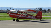 N1021E @ KRHV - Locally-based 1977 Bellanca 7ECA taxing out for departure at Reid Hillview Airport, San Jose, CA. - by Chris Leipelt