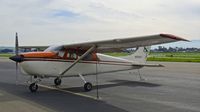 N9589T @ KRHV - Utah-based 1960 Cessna 210 parked on the transient ramp with nice tail art at Reid Hillview Airport, San Jose, CA. - by Chris Leipelt