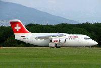 HB-IXK @ LSGG - Avro 146-RJ85 [E2235] (Swiss European Air Lines) Geneva-International~HB 23/07/2004. Prior to One World logo added between cockpit and forward door. - by Ray Barber