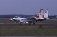 71-0291 @ EGLF - USAF Mc Donnell Douglas F-15B 71-0291 Bicentennial scheme at the 1976 Farnborough Air Show