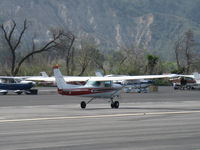 N5443L @ SZP - 1980 Cessna 152, Lycoming O-235 115 Hp, landing roll Rwy 22 - by Doug Robertson