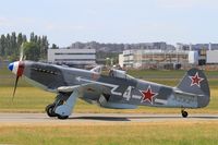 F-AZXZ @ LFPB - Yakovlev Yak-3UA Replica, Taxiing to parking area, Paris-Le Bourget (LFPB-LBG) Air show 2015 - by Yves-Q